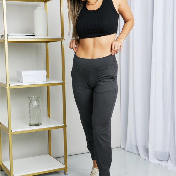 LOVEIT Full Size Wide Waistband Cropped Joggers - Picture 8 of 8
